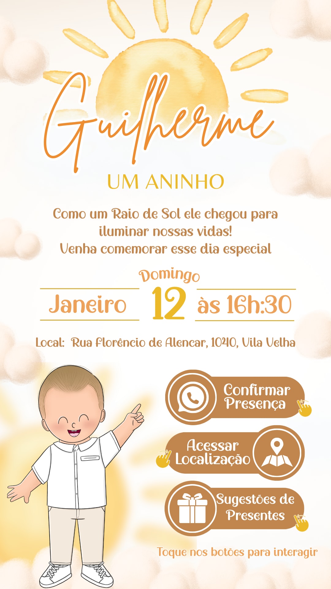 Convite Interativo - Raio de Sol — imagem principal